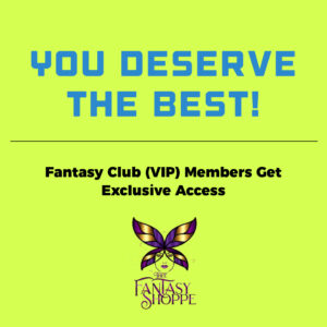 Image of Thee Fantasy Shoppe logo with text about VIP membership