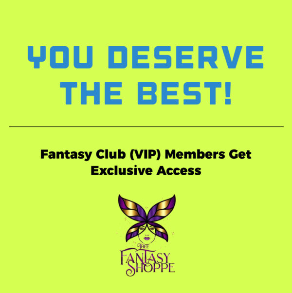 Image of Thee Fantasy Shoppe logo with text about VIP membership
