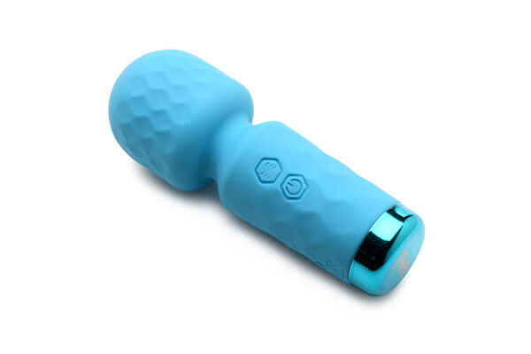 Bang! 10X Mini Silicone Massage Wand Blue from XR Brands is a compact, powerful vibrator designed for discreet pleasure.