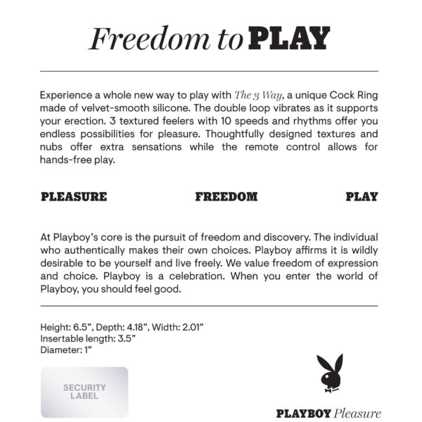 Playboy Pleasure - the 3 Way - Cock Ring - Black