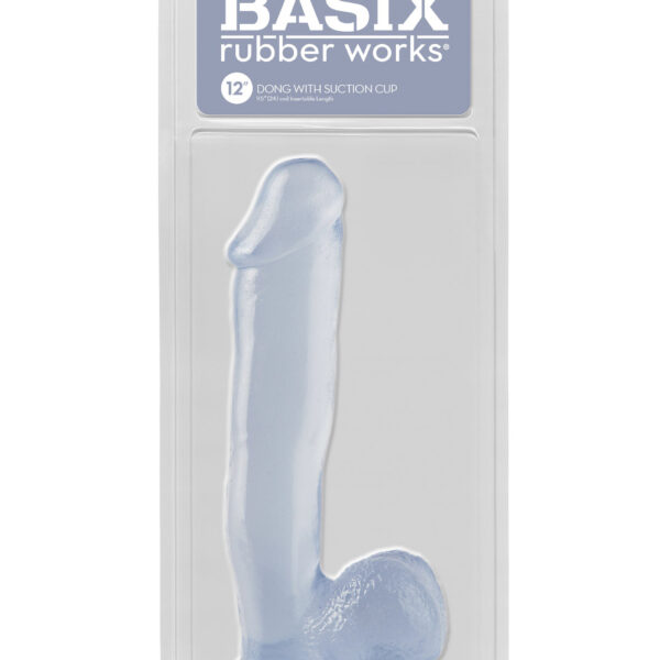 Basix Rubber Works 12 Inch Dong With Suction Cup - Clear