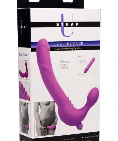 Royal Revolver Vibrating Strapless Strap- on Dildo - Purple