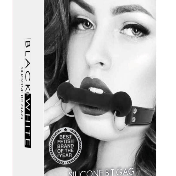 Silicone Bit Gag With Adjustable Bonded Leather  Straps - Black