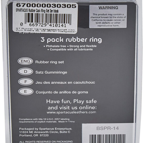 Rubber Cock Ring Set - Black