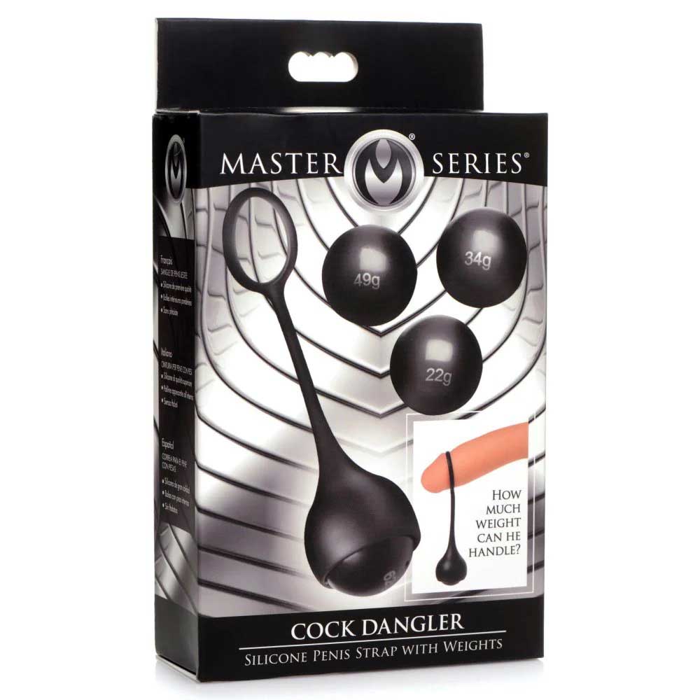 Cock Dangler Silicone Penis Strap With Weights - Black