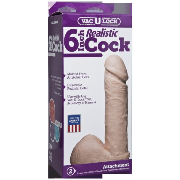 Vac-U-Lock 6 Inch Realistic Cock - White