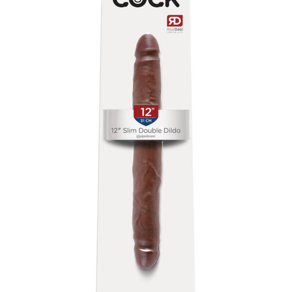 King Cock 12 Inch Slim Double Dildo - Brown