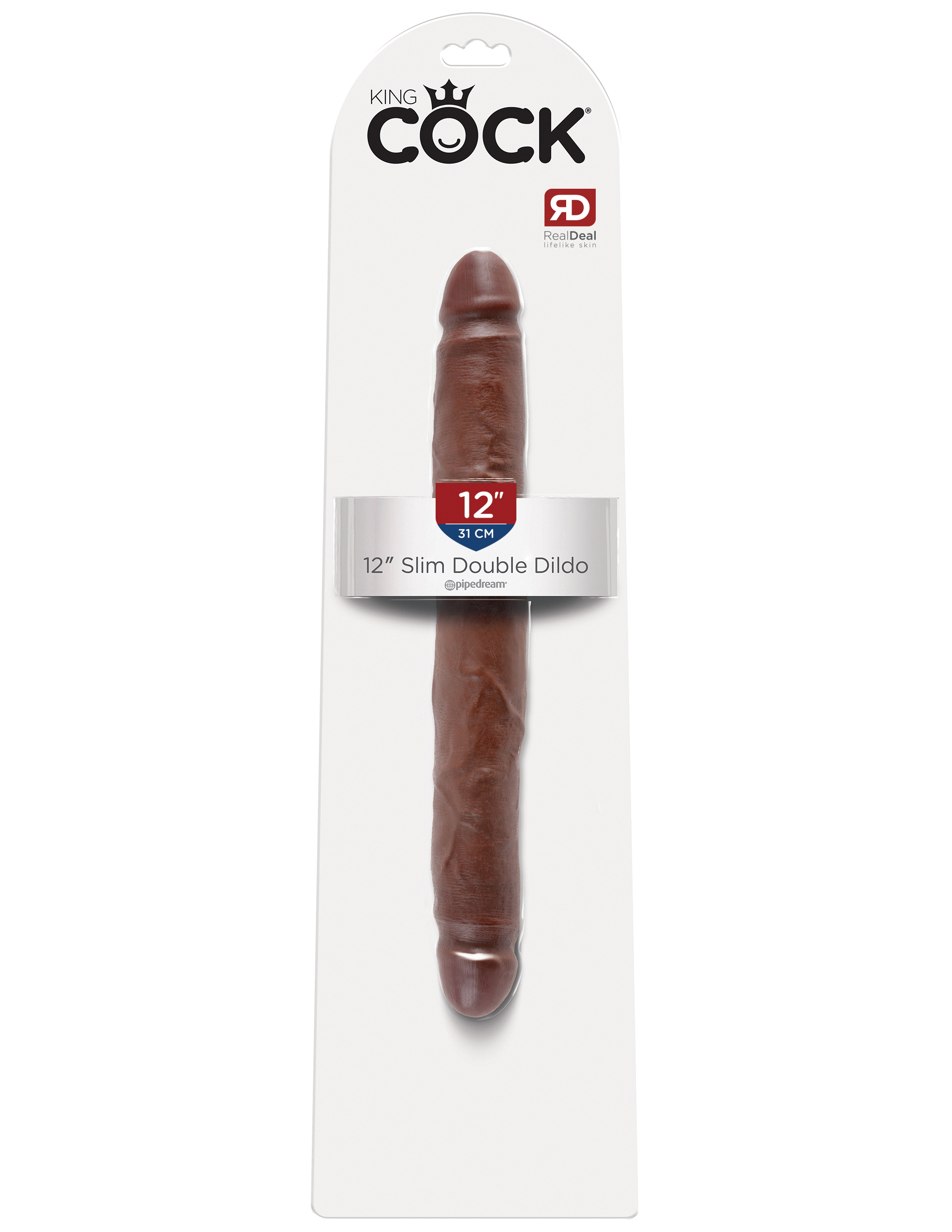 King Cock 12 Inch Slim Double Dildo - Brown