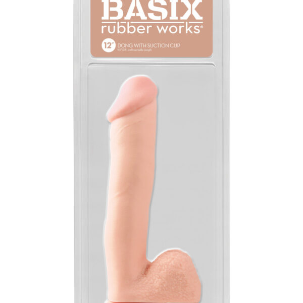 Basix Rubber Works 12 Inch Dong With Suction Cup - Light