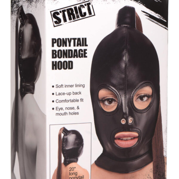 Ponytail Bondage Hood - Black