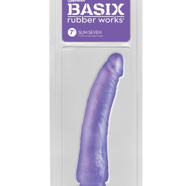 Basix Rubber Works - Slim 7 Inch With Suction Cup - Purple