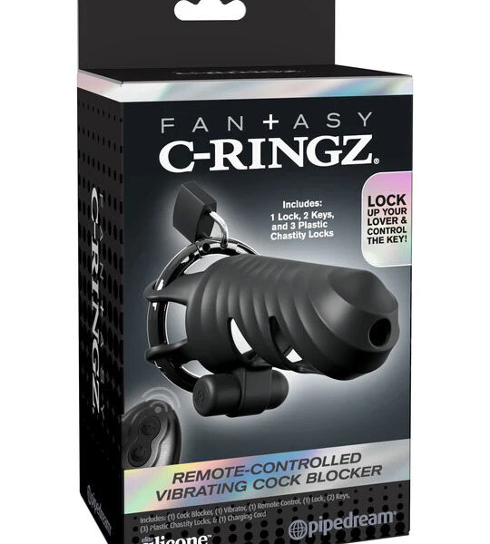 Fantasy C-Ringz Remote-Controlled Vibrating Cock Blocker - Black