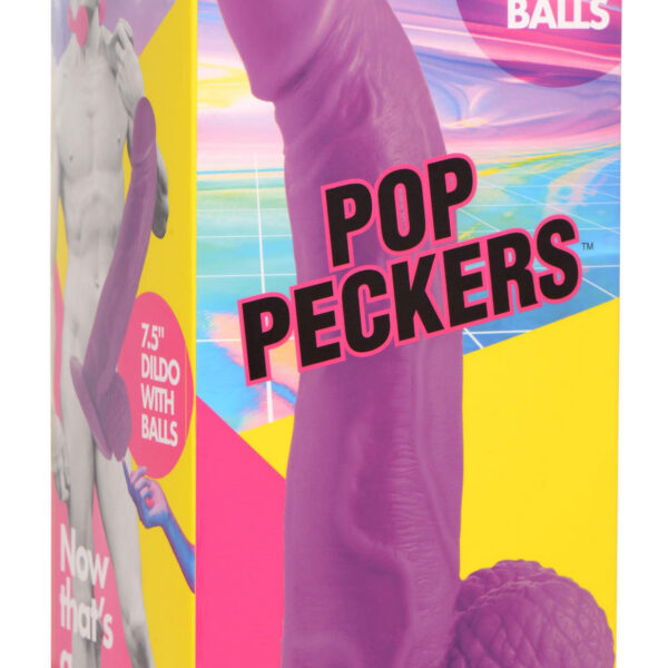 Pop Pecker 7.5 Inch Dildo With Balls - Purple