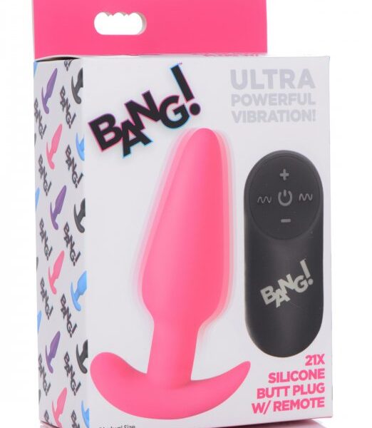 21x Silicone Butt Plug With Remote - Pink