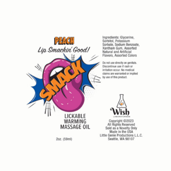 Smack Warming and Lickable Massage Oil - Peach 2 Oz