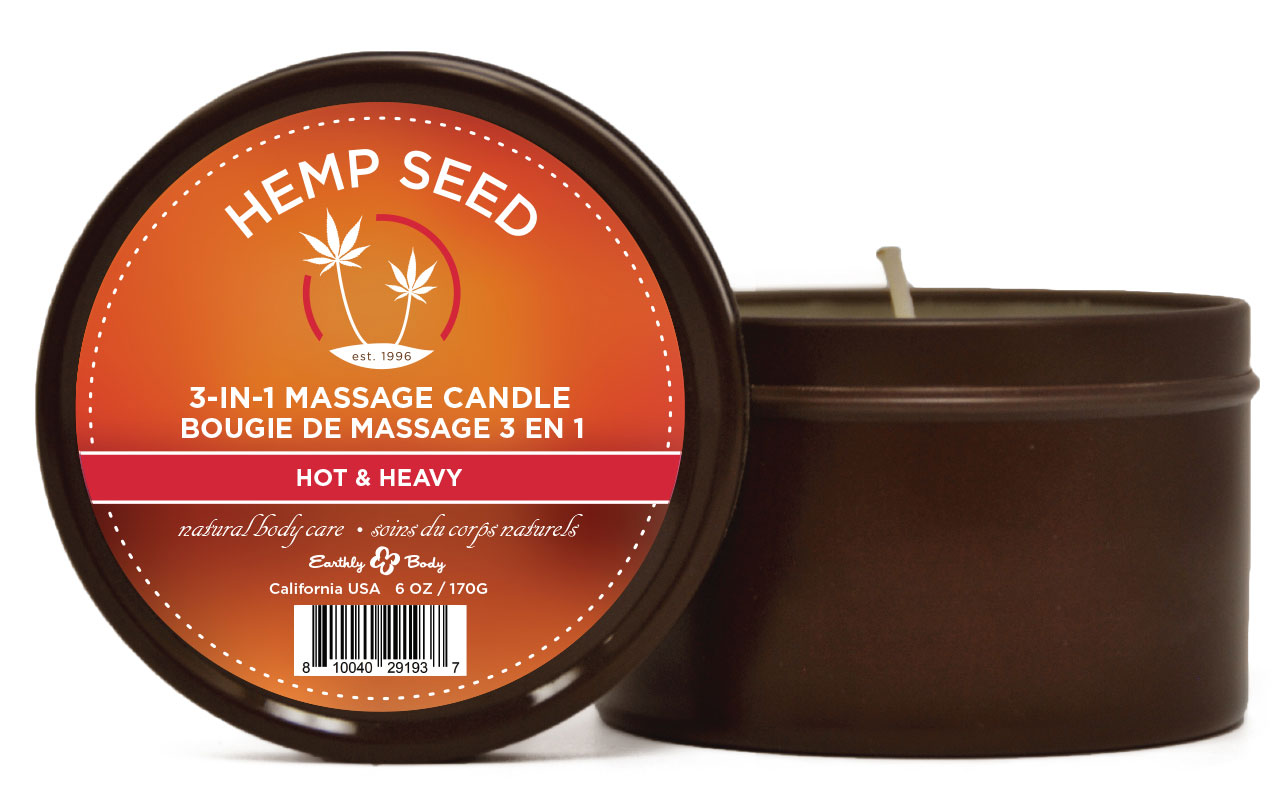 3 in 1 Massage Candle - Hot and Heavy - 6 Oz - Hemp Seed