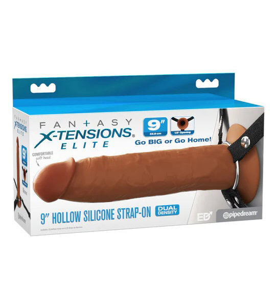 Fantasy X-Tensions Elite 9" Silicone Hollow Strap on - Brown