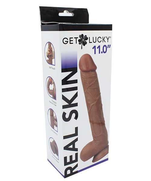 Get Lucky Real Skin 11 Dual Layer Dildo Light Brown