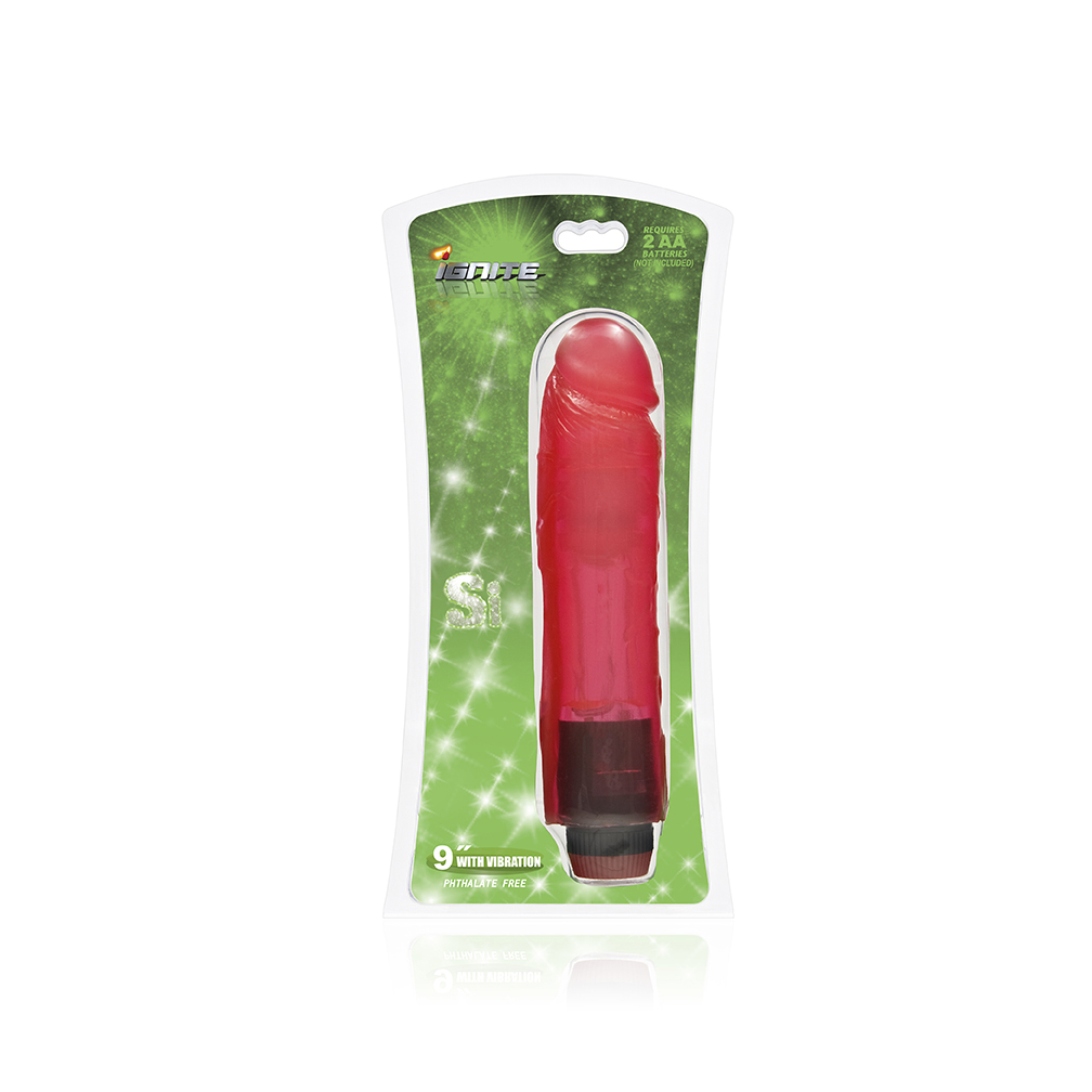 9" Vibrating Cock - Red