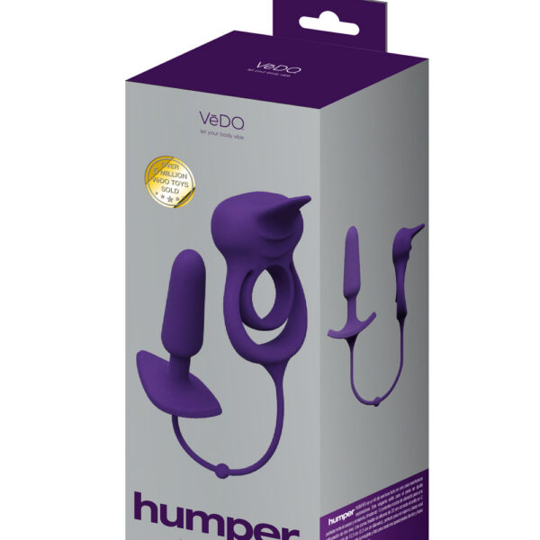 Humper Rechargeable Dual C-Ring With Anal Plug - Purple