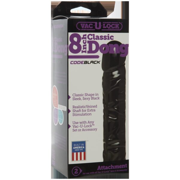 Vac-U-Lock Codeblack 8-Inch Classic Dong
