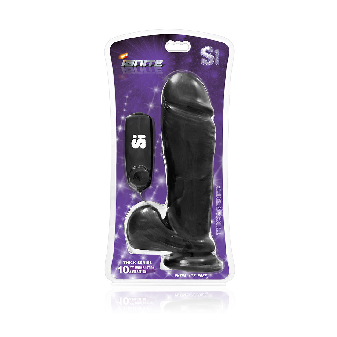 Thick Series 10" Thick Cock W/balls, Egg, & Suction - Black