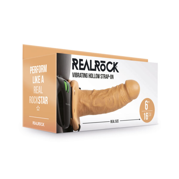 Vibrating Hollow Strapon Without Balls 6 Inch - Balls 6 Inch - Tan