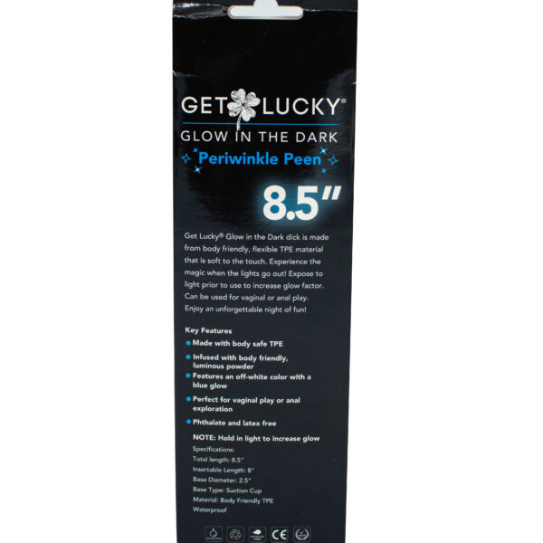 Get Lucky Glow-in-the-Dark Periwinkle Peen 8.5" Dildo
