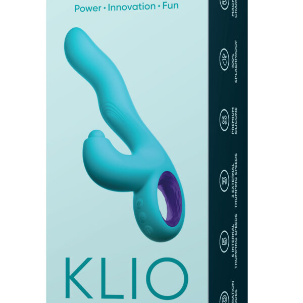 Klio Triple Action Thumping Rabbit Vibrator - Turquoise