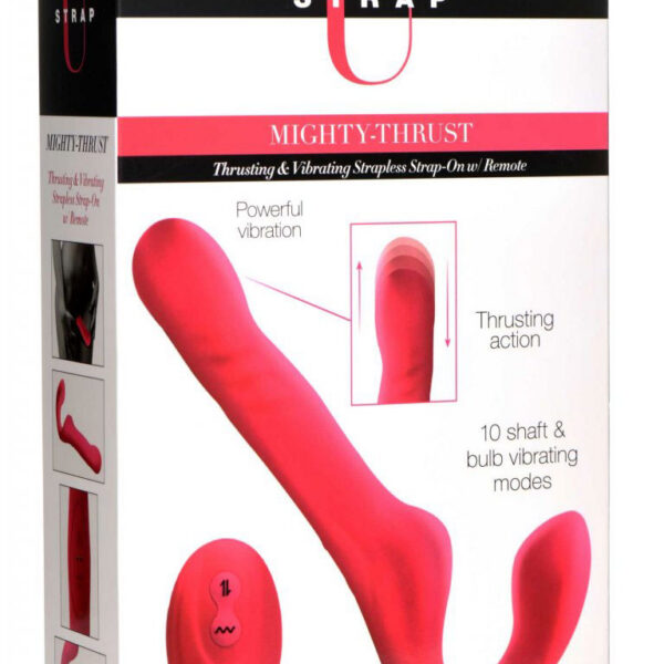 Mighty-Thrust Thrusting and Vibrating Strapless Strap-on With Remote - Pink