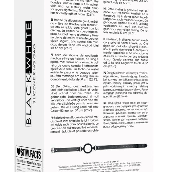 Silicone Ring Gag With Adjustable Bonded Leather  Staps - Black