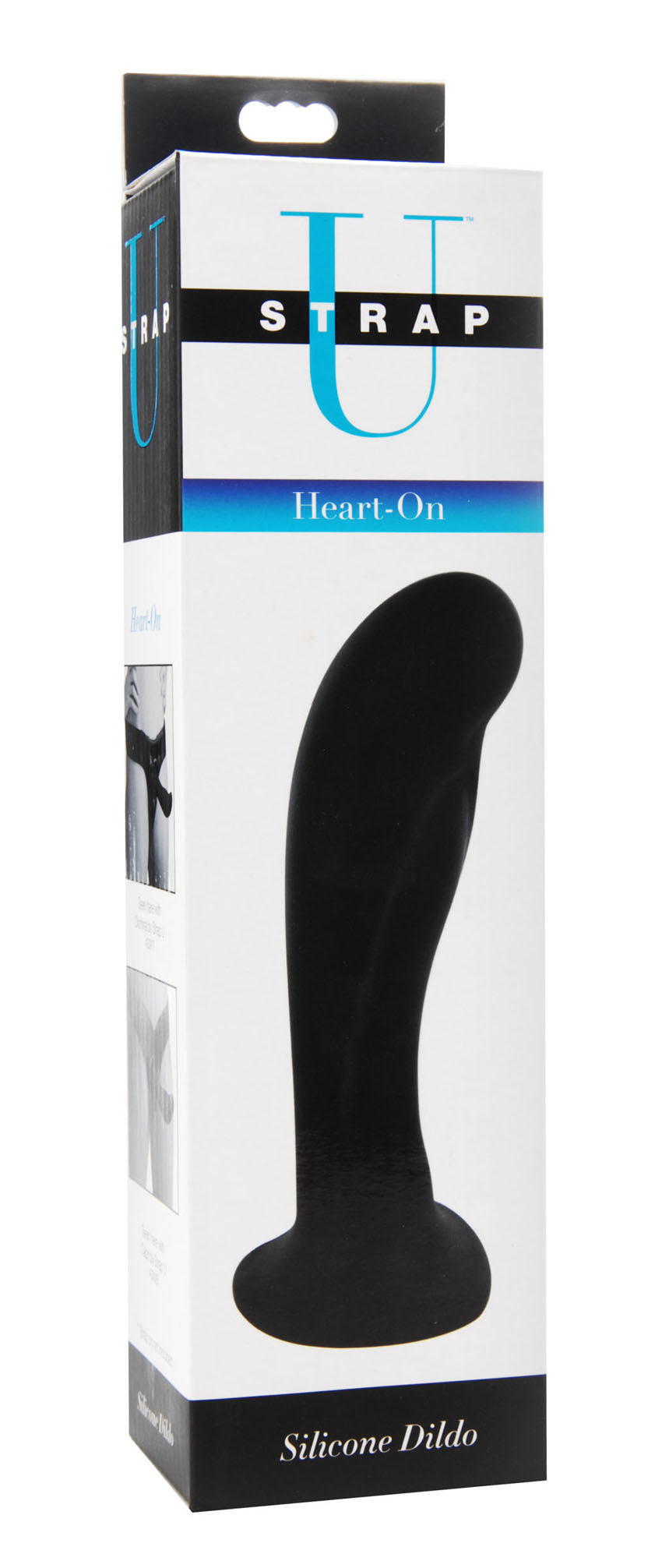 Heart on Silicone Harness Dildo - Black