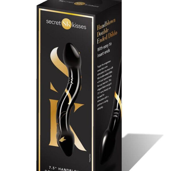 Secret Kisses - 7.5 Inch Handblown Double Ended Dildo - Black