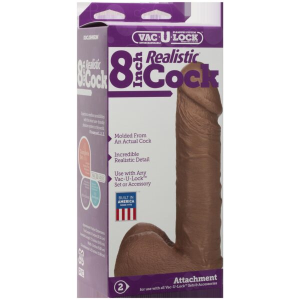 Vac-U-Lock 8-Inch Realistic Cock - Brown