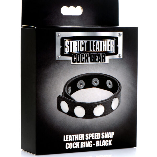 Cock Gear Leather Speed Snap Cock Ring - Black