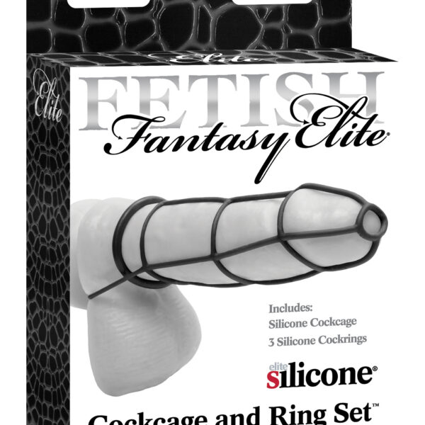 Fetish Fantasy Elite Cockcage and Ring Set - Black