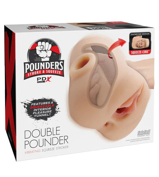 Pdx Plus Double Pounder Vibrating Squeeze Stroker - Light