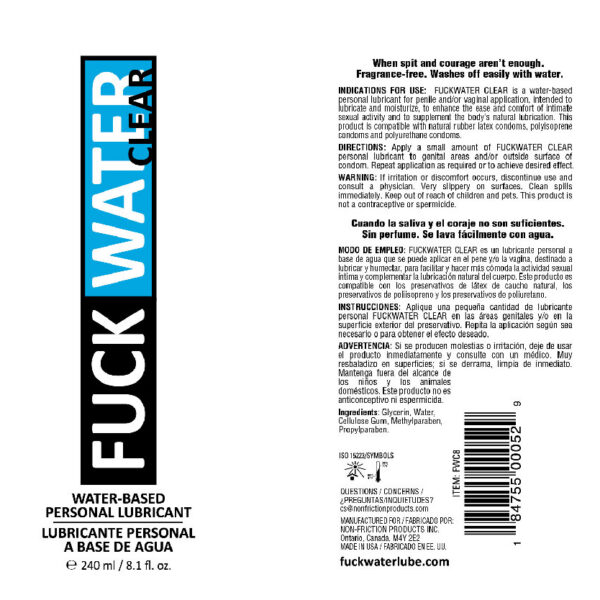 Fuck Water Clear 8.1oz Water Based Lubricant