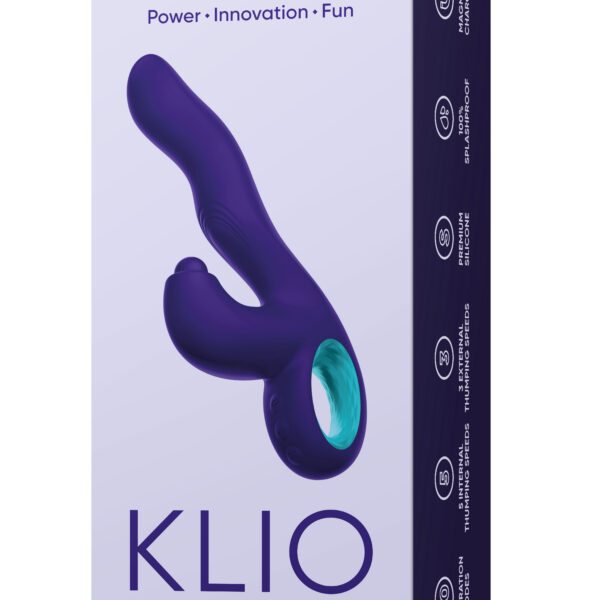 Klio Triple Action Thumping Rabbit Vibrator - Dark Purple