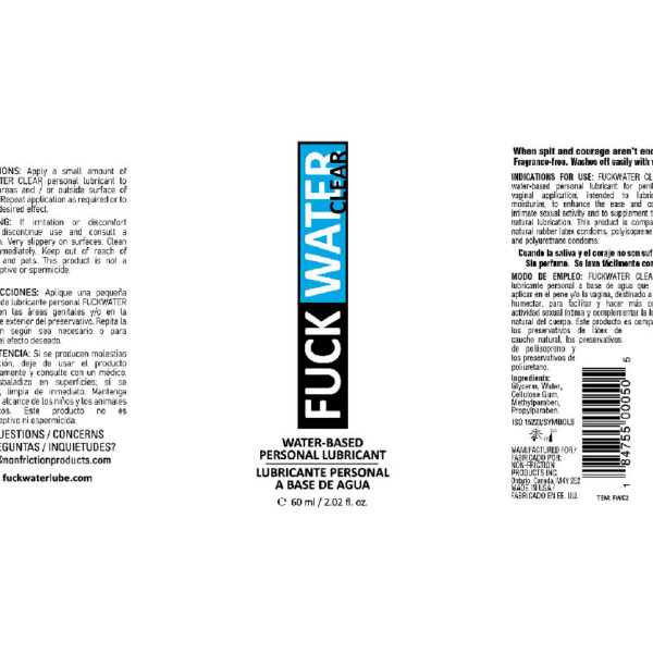 Fuck Water Clear 2oz Water Based Lubricant