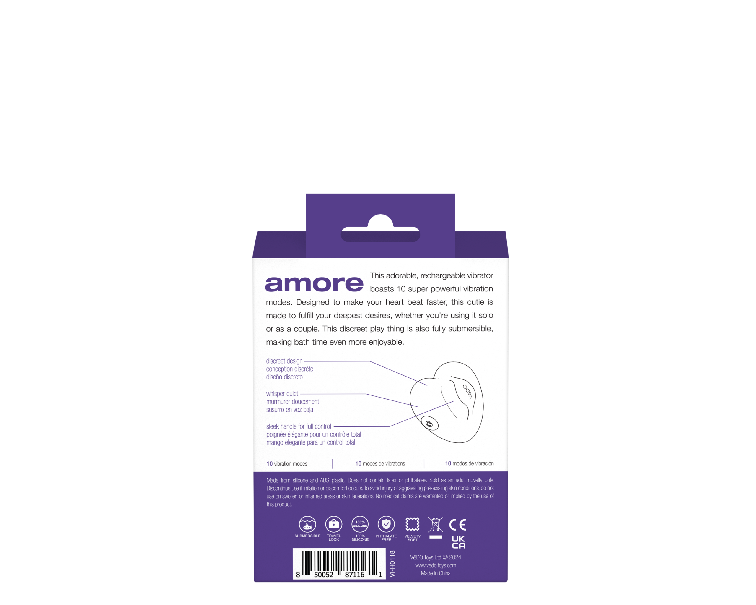 Amore Rechargeable Pleasure Vibe - Purple