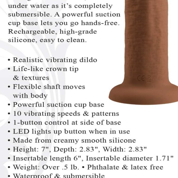 6 Inch Girthy Vibrating Dong - Dark