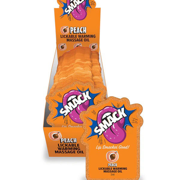 Smack Lickable Massage Oil, 3ml Pouch Display 36pc -Peach