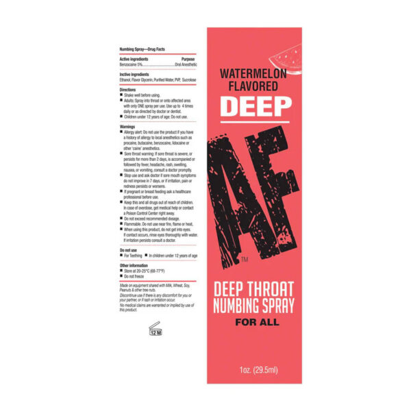 Deep Af Numbing Throat Spray 1 Oz - Watermelon