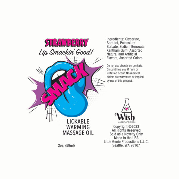 Smack Warming and Lickable Massage Oil - Strawberry 2 Oz