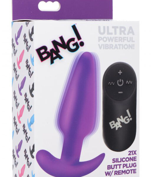 21x Silicone Butt Plug With Remote - Purple